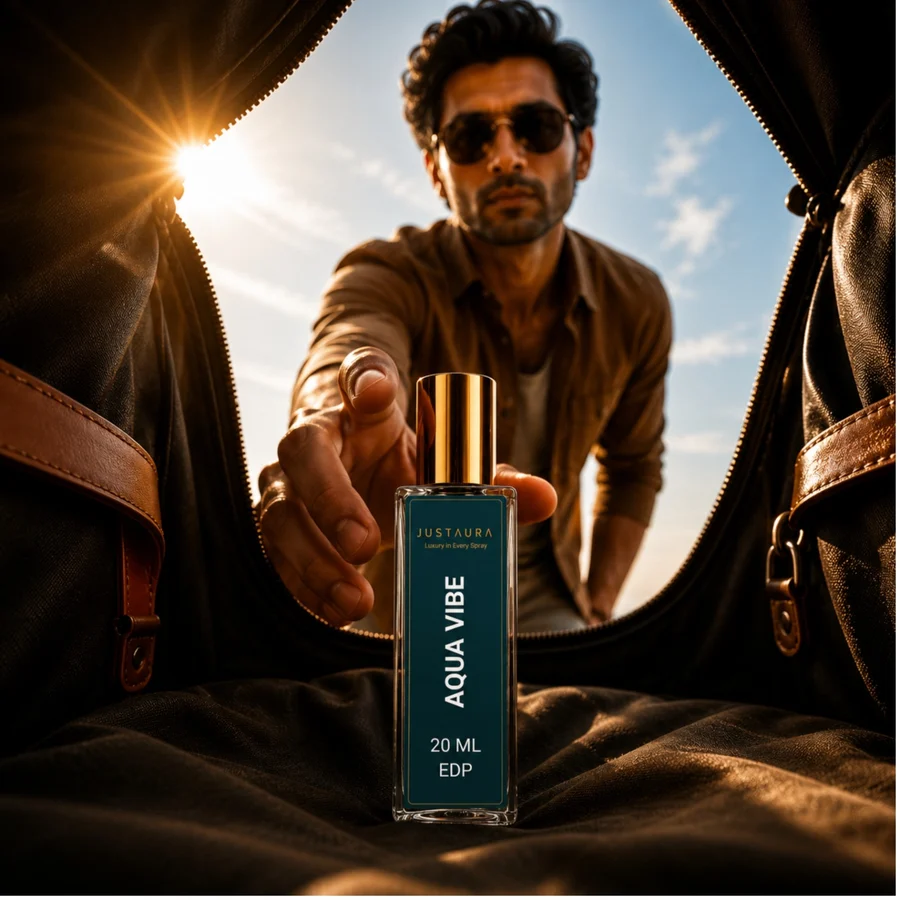 Aqua Vibe Pocket Perfume 20ml – Fresh Aquatic Unisex EDP | Sea, Mint & Musk | JustAura - Image 2