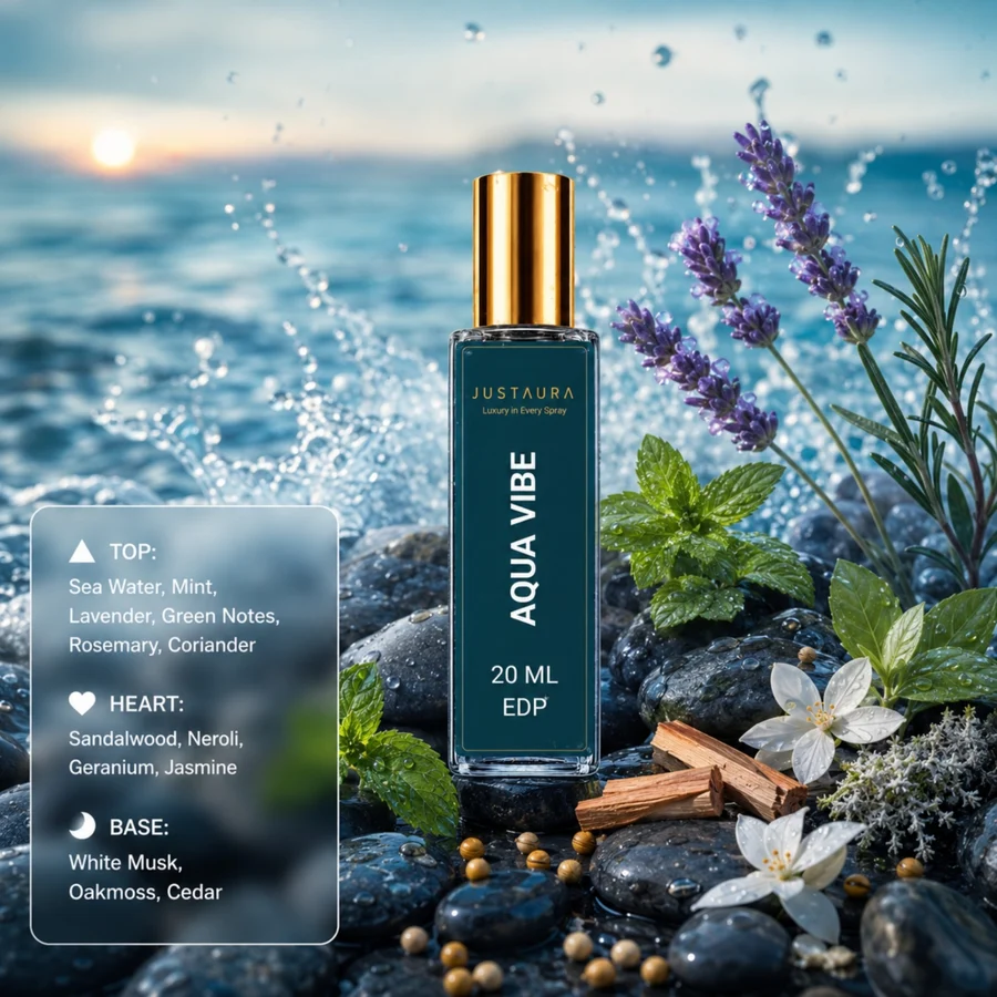 Aqua Vibe Pocket Perfume 20ml – Fresh Aquatic Unisex EDP | Sea, Mint & Musk | JustAura - Image 5