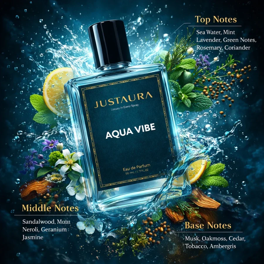 Aqua Vibe Fresh Aquatic Perfume for Men & Women – Sea, Mint & Musk – 50ml - Image 3