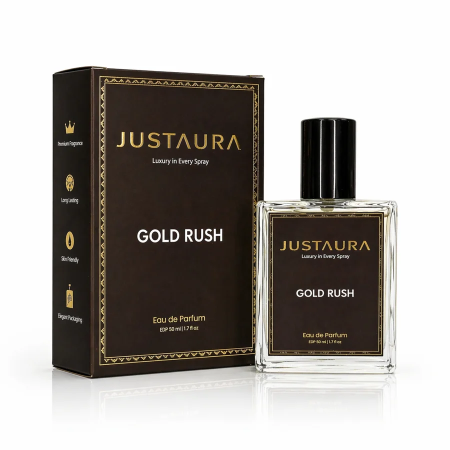Gold Rush Sweet Woody Amber Perfume for Men – Apple, Cedar & Vanilla – 50ml - Image 2